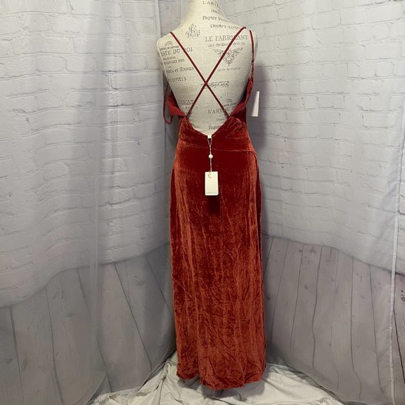 For Love & Lemons Nadine Velvet Maxi Dress in Rust, NWT! - Picture 12 of 14
